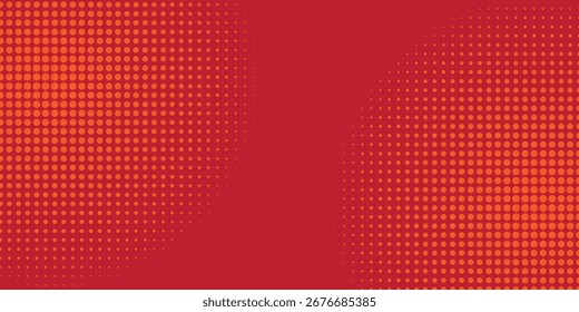 Dots halftone orange color pattern gradient texture with technology digital background. Dots pop art comics with summer background.