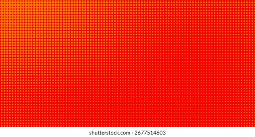 Textura de gradiente de patrón de color naranja semitono de puntos con tecnología de fondo digital. Cómics del arte del pop de los puntos con el fondo del verano. Ilustración vectorial