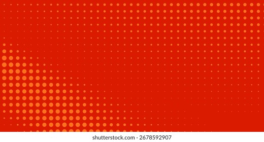 Textura de gradiente de patrón de color naranja semitono de puntos con tecnología de fondo digital. Cómics del arte pop de los puntos con el medio tono moderno del fondo del verano