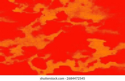 Dots halftone orange color pattern gradient texture with technology digital background. Dots pop art comics with summer background.