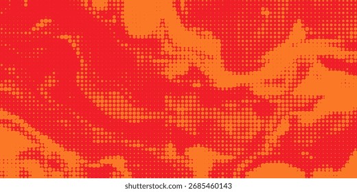 Dots halftone orange color pattern gradient texture with technology digital background. Dots pop art comics with summer background. vector ilustration
