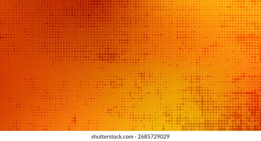 Textura de gradiente de patrón de color naranja semitono de puntos con tecnología de fondo digital. Cómics de arte pop de puntos con fondo de verano.

