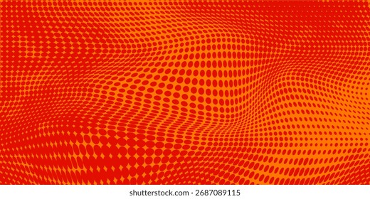 Dots Halbton orange Farbmuster Farbverlauf Textur mit Technologie digitalen Hintergrund. Punkte Pop-Art-Comics mit sommerlichem Hintergrund. EPS 10