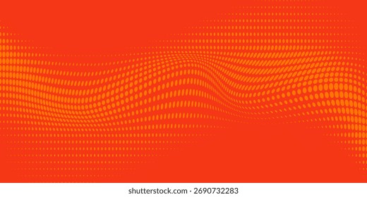 Pontos de meio-tom laranja cor padrão textura gradiente com tecnologia digital fundo. Quadrinhos de arte pop com fundo de verão.