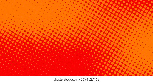Dots Halbton orange Farbmuster Farbverlauf Textur mit Technologie digitalen Hintergrund. Punkte Pop-Art-Comics mit sommerlichem Hintergrund.