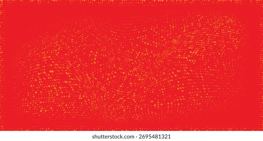 Dots halftone orange color pattern gradient texture with technology digital background. 