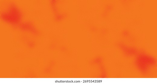 Textura de gradiente de patrón de color naranja semitono de puntos con tecnología de fondo digital. Cómics del arte pop de los puntos con el fondo del verano. Halftone moderno de los puntos