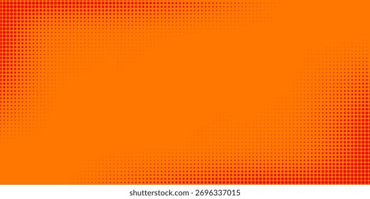 Textura de gradiente de patrón de color naranja semitono de puntos con tecnología de fondo digital. Cómics de arte pop de puntos con fondo de verano.