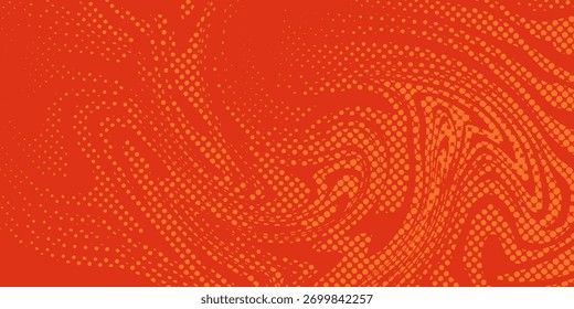 Dots halftone orange color pattern gradient texture with technology digital background. Dots pop art comics with summer background.