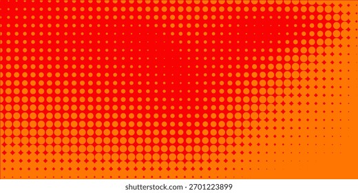 Pontos de meio-tom laranja cor padrão textura gradiente com tecnologia digital fundo. Quadrinhos de arte pop pontos com fundo de verão.Eps10