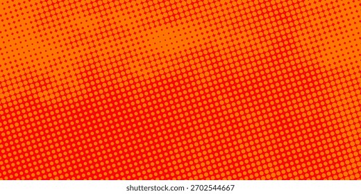 Textura de gradiente de patrón de color naranja semitono de puntos con tecnología de fondo digital. Cómics de arte pop de puntos con fondo de verano.