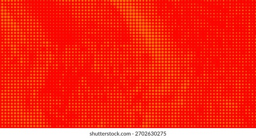 Textura de gradiente de patrón de color naranja semitono de puntos con tecnología de fondo digital. Cómics de arte pop de puntos con fondo de verano.