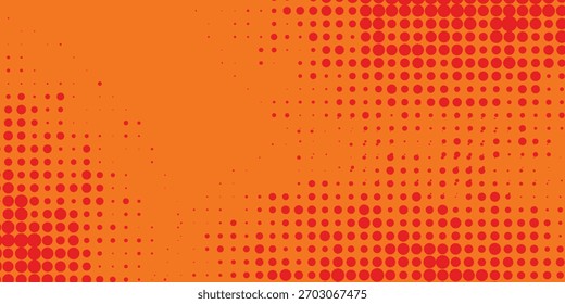 Dots halftone orange color pattern gradient texture with technology digital background. Dots pop art comics vector eps10