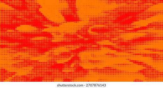 Pontos de meio-tom laranja cor padrão textura gradiente com tecnologia digital fundo. Quadrinhos de arte pop com fundo de verão.