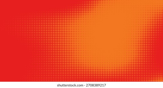 Dots halftone orange color pattern gradient texture with technology digital background. Dots pop art comics with summer background.

