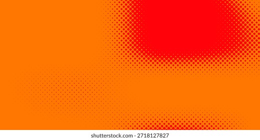 Textura de gradiente de patrón de color naranja semitono de puntos con tecnología de fondo digital. Cómics de arte pop de puntos con fondo de verano. Vector EPS 10