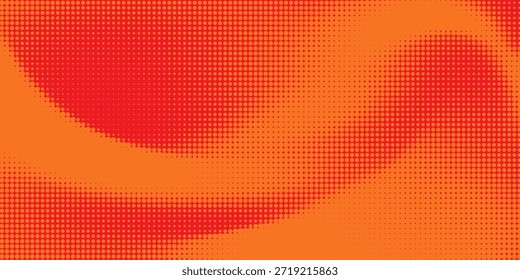 Dots halftone orange color pattern gradient texture with technology digital background. Dots pop art comics with summer background.
