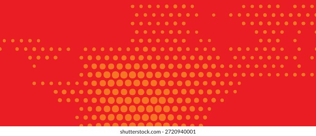 Dots Halbton orange Farbmuster Farbverlauf Textur mit Technologie digitalen Hintergrund. Punkte Pop-Art-Comics mit sommerlichem Hintergrund. modern