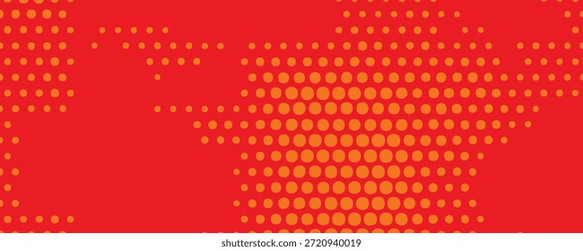 Textura de gradiente de patrón de color naranja semitono de puntos con tecnología de fondo digital. Cómics de arte pop de puntos con fondo de verano. eps10