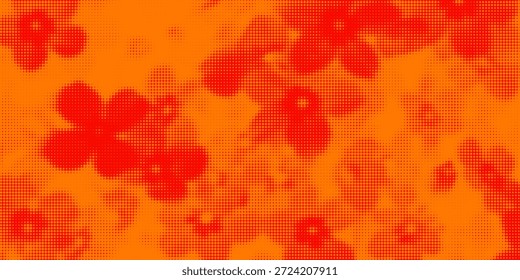 Textura de gradiente de patrón de color naranja semitono de puntos con tecnología de fondo digital. Cómics del arte pop de los puntos con ilustraciones del fondo del verano	