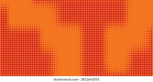 Dots halftone orange color pattern gradient texture with technology digital background. Dots pop art comics.modernArt ilustration