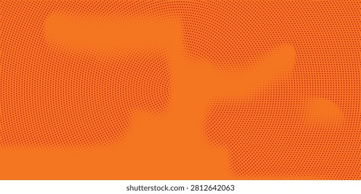 Dots halftone orange color pattern gradient texture with technology digital background. Dots pop art comics.modernArt ilustration