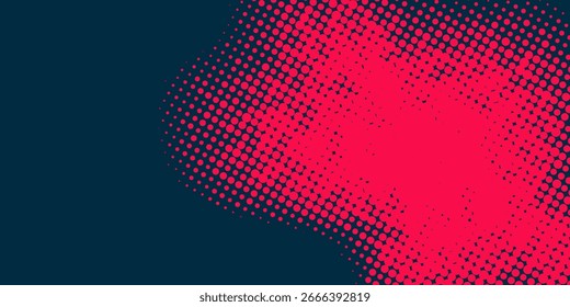 Textura de gradiente de patrón de color rosa semitono de puntos con tecnología de fondo digital.