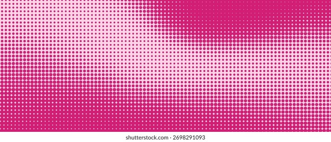 Textura de gradiente de patrón de color rosa semitono de puntos con tecnología de fondo digital. Cómics de arte pop de puntos con fondo de verano.