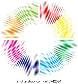 dots halftone radial color background