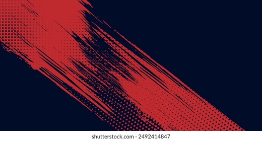 Dots halftone red and blue color pattern gradient grunge texture background. Dots pop art comics sport style modern blue abstract background