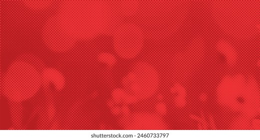 Dots halftone red color pattern gradient texture with technology digital background. Dots pop art comics with summer background