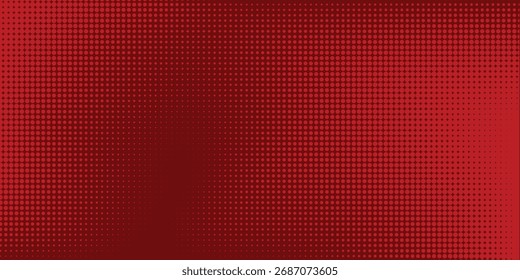 Punto medio tono de color rojo patrón gradiente textura con tecnología de fondo digital. Cómics de arte pop de puntos con Diseño gráfico de naturaleza.