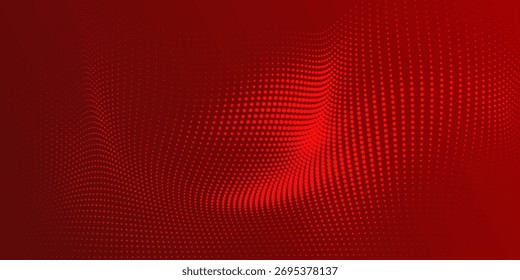 Dots halftone red color pattern gradient texture with technology digital background. Pop art comics style.eps10
