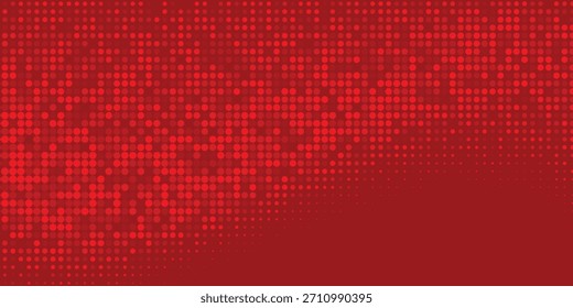 Dots halftone red color pattern gradient texture with technology digital background. Dots pop art comics with nature graphic design.