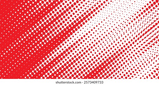 Dots halftone red and white color pattern gradient grunge texture background. Dots pop art sport style vector illustration.
