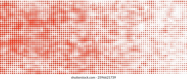 Dots halftone red white color pattern gradient texture with technology digital background. Dots pop art comics style.
