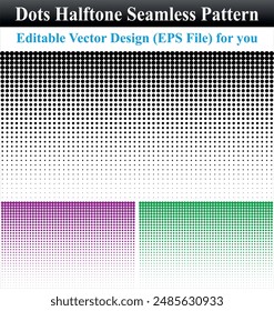 Dots halftone seamless pattern. Dot perforation texture. Fade shade gradient. Noise gradation border. Black pattern isolated on white background for overlay effect. Grunge points. Vector