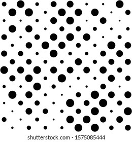 Dots halftone vector background. Random size circles seamless pattern.