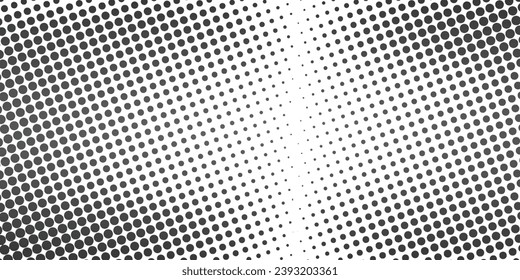 dots halftone waves dotted background. Futuristic twisted grunge pattern, dots, circles. Vector modern optical pop art texture for poster, business card, cover, label mock-up, dots halftonr