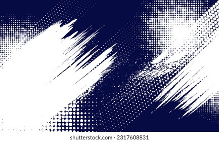 Pone el fondo de la textura de grunge del patrón de color blanco y azul a medio tono. Dibujos de arte pop estilo deporte ilustración vectorial