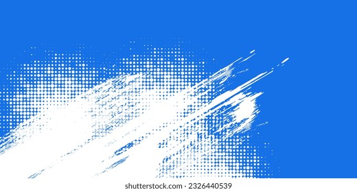 Dots halftone white and blue color pattern gradient grunge texture background. Dots pop art comics sport style vector illustration