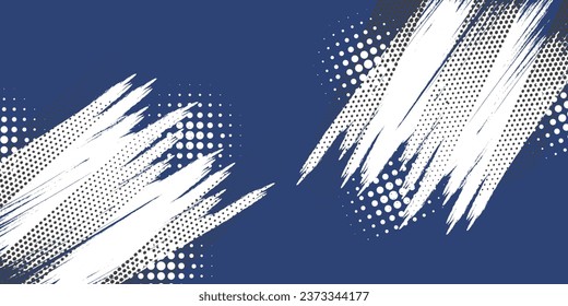 Dots halftone white and blue color pattern gradient grunge texture background. Dots pop art comics sport style vector illustration abstract textures art brush