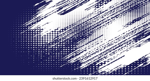 Dots halftone white and blue color pattern gradient grunge texture background. Dots pop art comics sport style vector illustration vector grunge dark blue background arts abstract modern 