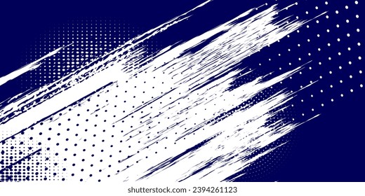 Dots halftone white and blue color pattern gradient grunge texture background. Dots pop art comics sport style vector illustration modern dark blue and white background abstract