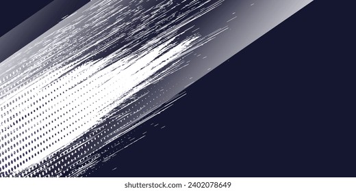 Dots halftone white and blue color pattern gradient grunge texture background. Dots pop art comics sport style vector illustration. Abstract speed lines style blue color halftone  modern