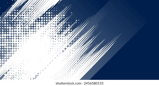 Dots halftone white and blue color pattern gradient grunge texture background. Dots pop art comics sport style vector illustration white and blue