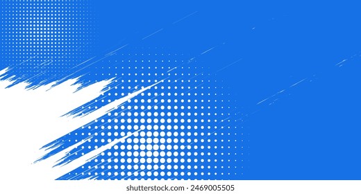 Dots halftone white and blue color pattern gradient grunge texture background. Dots pop art comics sport style vector illustration	
