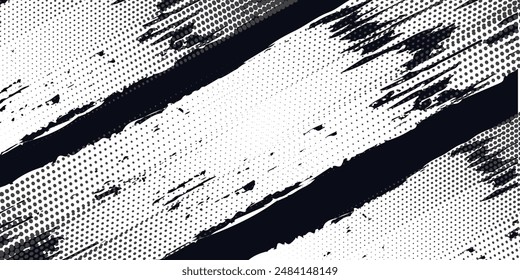 Fondo de textura de grunge degradado de patrón de color blanco y azul de semitono de puntos. Puntos pop art comics sport style Ilustración vectorial
