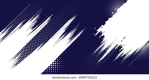 Dots halftone white and blue color pattern gradient grunge texture background. Dots pop art comics sport style vector illustration