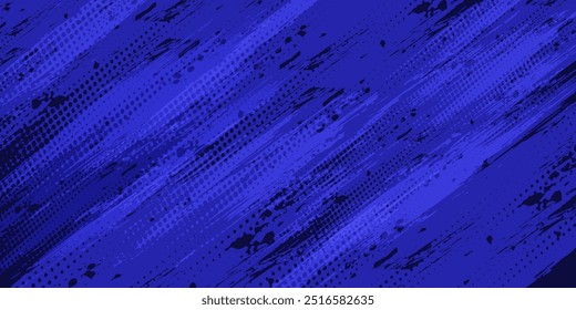 Fondo de textura grunge de gradiente de patrón de color blanco y azul de semitono de puntos. Punto pop art comics estilo deportivo Vector puntos semitono azul y blanco abstarct